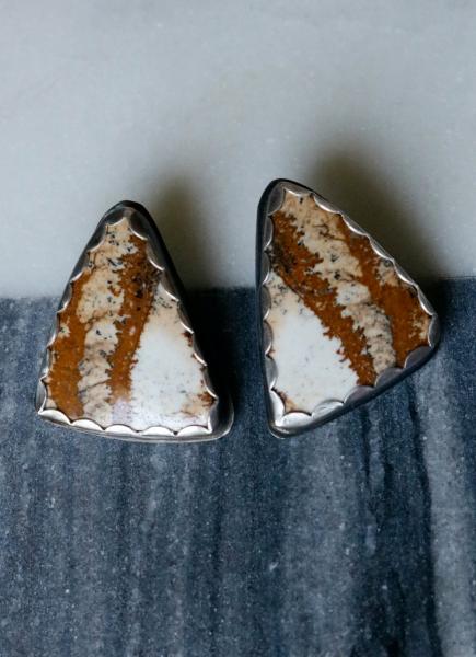 Picture Jasper Patina Sterling Silver Stud Earrings