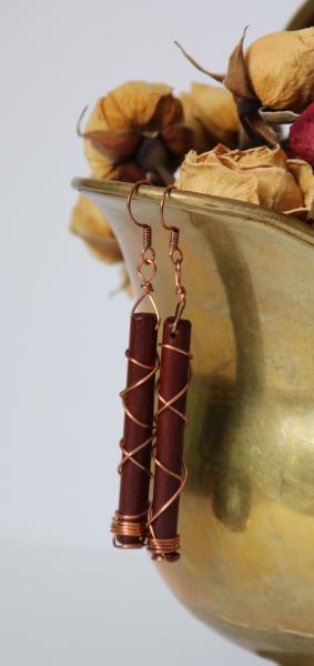 Mahogany Wood Wire Wrapped Earrings