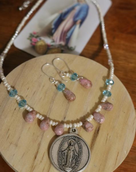 Silver Miraculous Medal Set