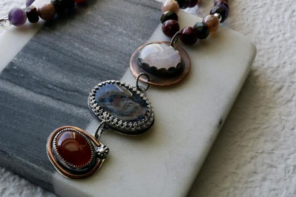 Multi Stone Sterling Silver and Copper Necklace picture