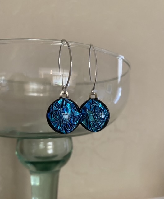 Tahoe-blue glass earrings picture