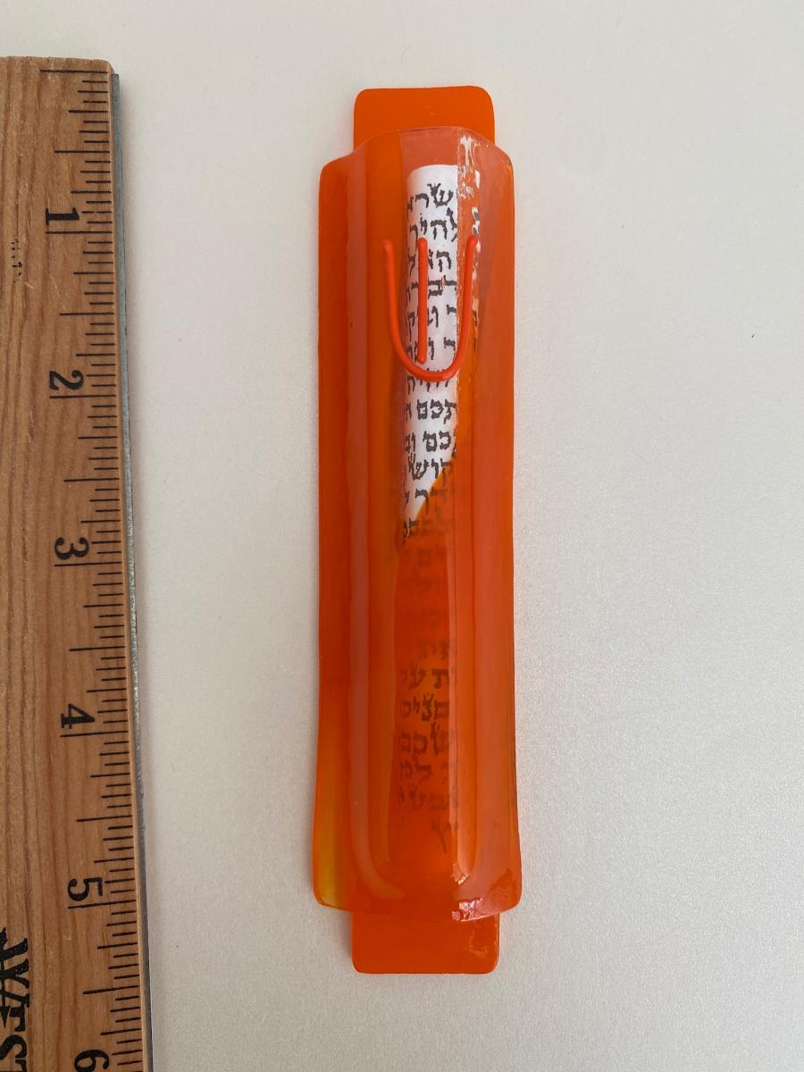Orange mezuzah picture