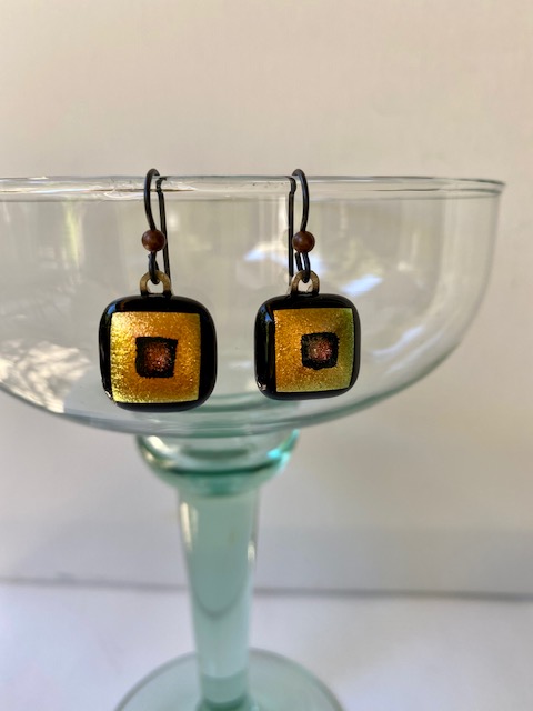 Peach & Black glass earrings picture