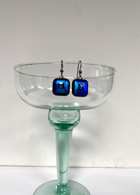 Blue & Black glass earrings picture