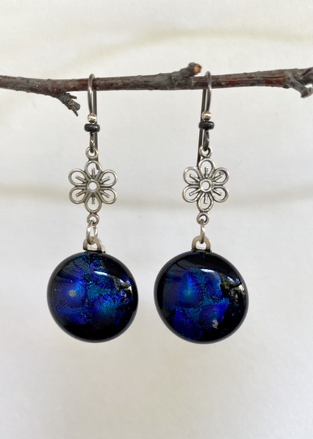 Blue glass long earrings picture
