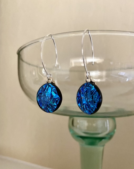 Tahoe-blue glass earrings picture