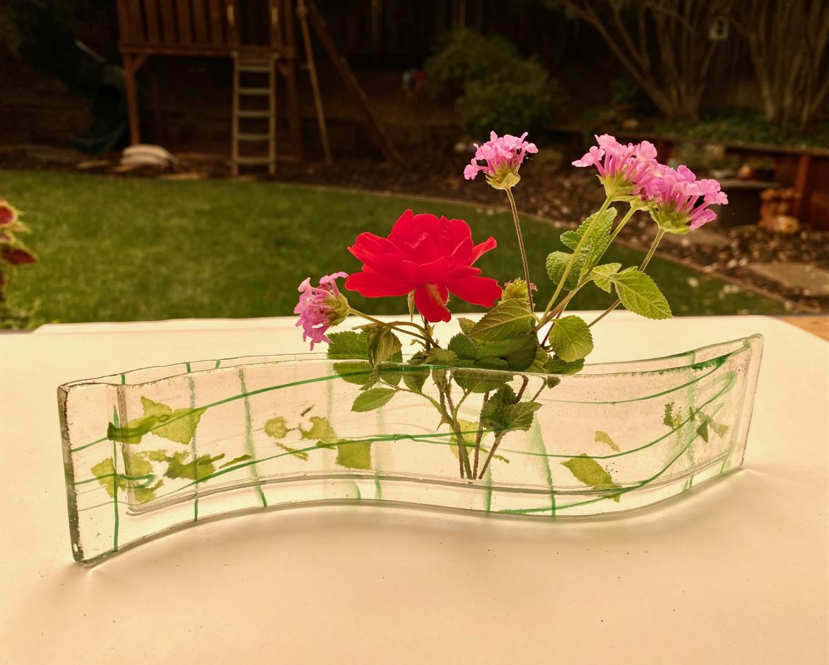 "Green vines & leaves&rdquo; short  Bud Vase picture