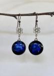 Blue glass long earrings