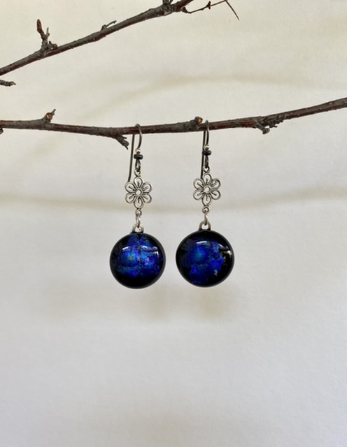 Blue glass long earrings picture