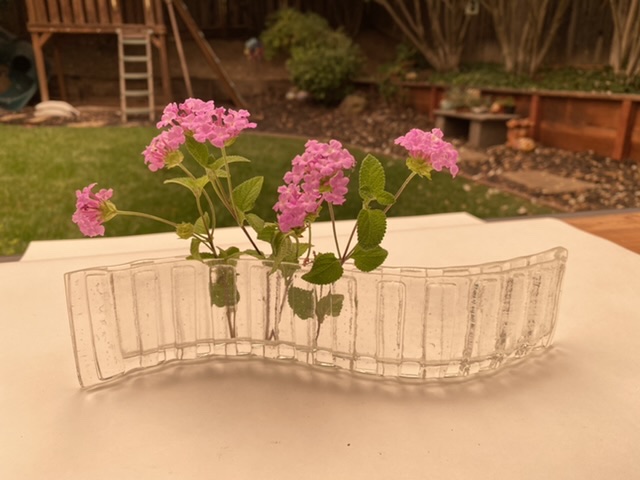 Clear glass short Bud Vase