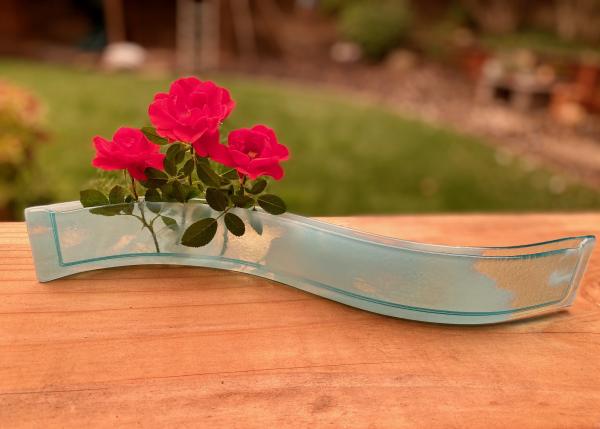 Long Bud Vase in Aqua Blue glass picture