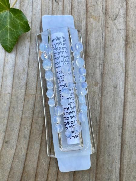 Modern White glass Mezuzah