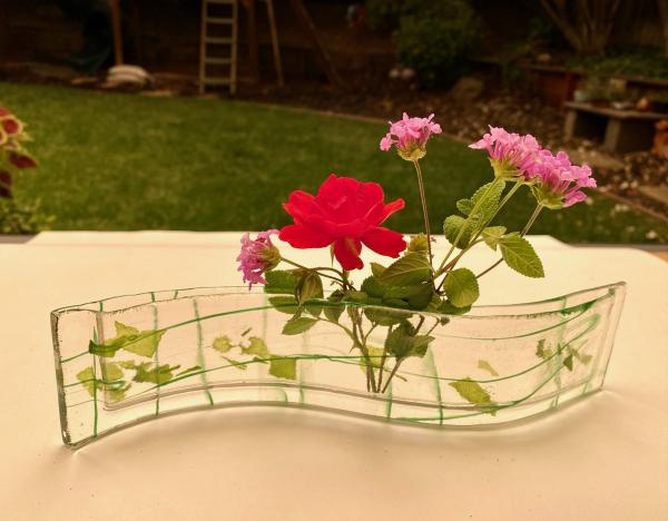 "Green vines & leaves&rdquo; short  Bud Vase
