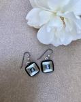 Silver & Black glass earrings
