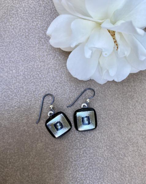 Silver & Black glass earrings