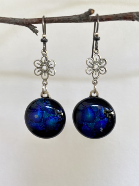 Blue glass long earrings picture