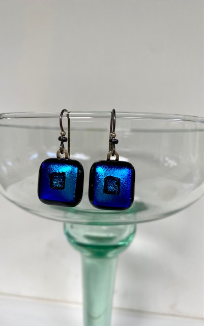 Blue & Black glass earrings picture