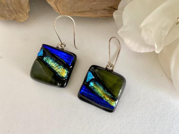 Royal Blue and Gold glass earrings