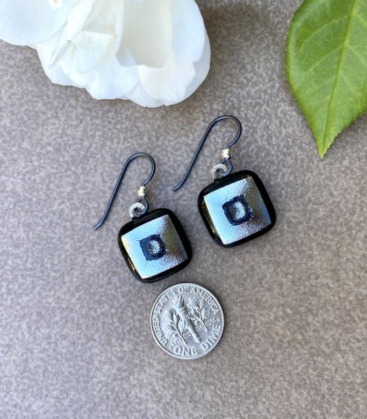 Silver & Black glass earrings picture
