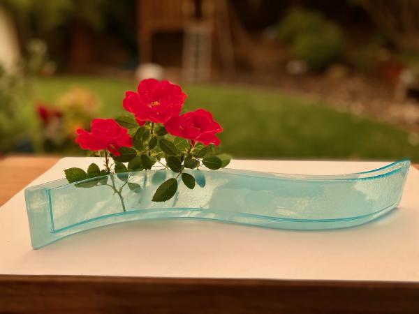 Long Bud Vase in Aqua Blue glass picture