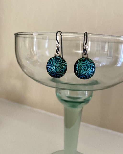 Emerald Green glass earrings picture