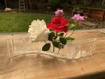 White Snow Flakes on Clear - short Bud Vase