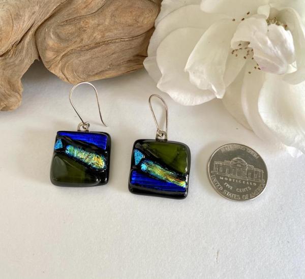 Royal Blue and Gold glass earrings picture