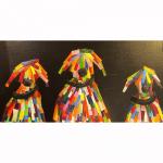 3 Multi Colored Dogs on Black
