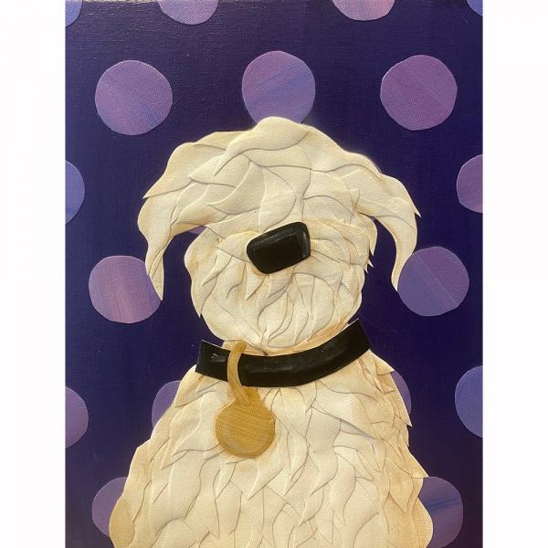 White Dog on Purple Dots picture