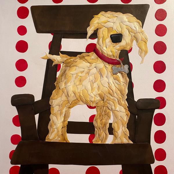 Yellow Dog on Brown Chair picture