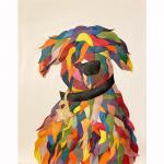 Wavy Multi Colored Dog on White