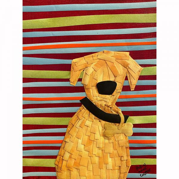 Yellow Dog on Stripes picture