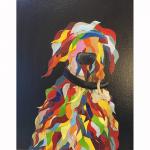 Wavy Multi Colored Dog on Black