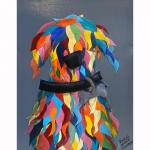Multi Colored Wavy Dog on Grey