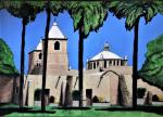 Mission Concepcion, Acrylic Painting "Print" on paper matte