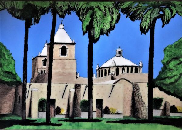 Mission Concepcion, Acrylic Painting "Print" on paper matte picture