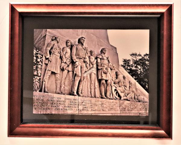 "Photography", Travis and Crockett, West face of the Cenotaph at The Alamo - Print on Canvas picture