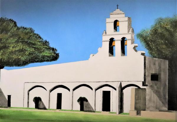 Mission San Juan, Acrylic Painting "Print" on paper matte picture