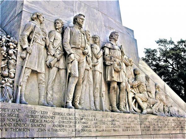 "Photography", Travis and Crockett, West face of the Cenotaph at The Alamo - on Paper Matte picture