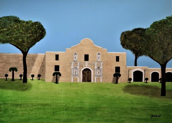 The Alamo, Acrylic Painting "Print" on paper matte picture