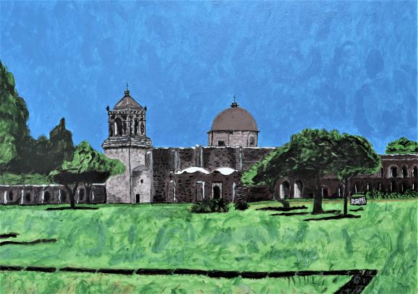 Mission San Jose, Acrylic Painting "Print" on paper matte picture