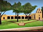 Mission San Francisco de la Espada, Acrylic Painting "Print" on paper matte