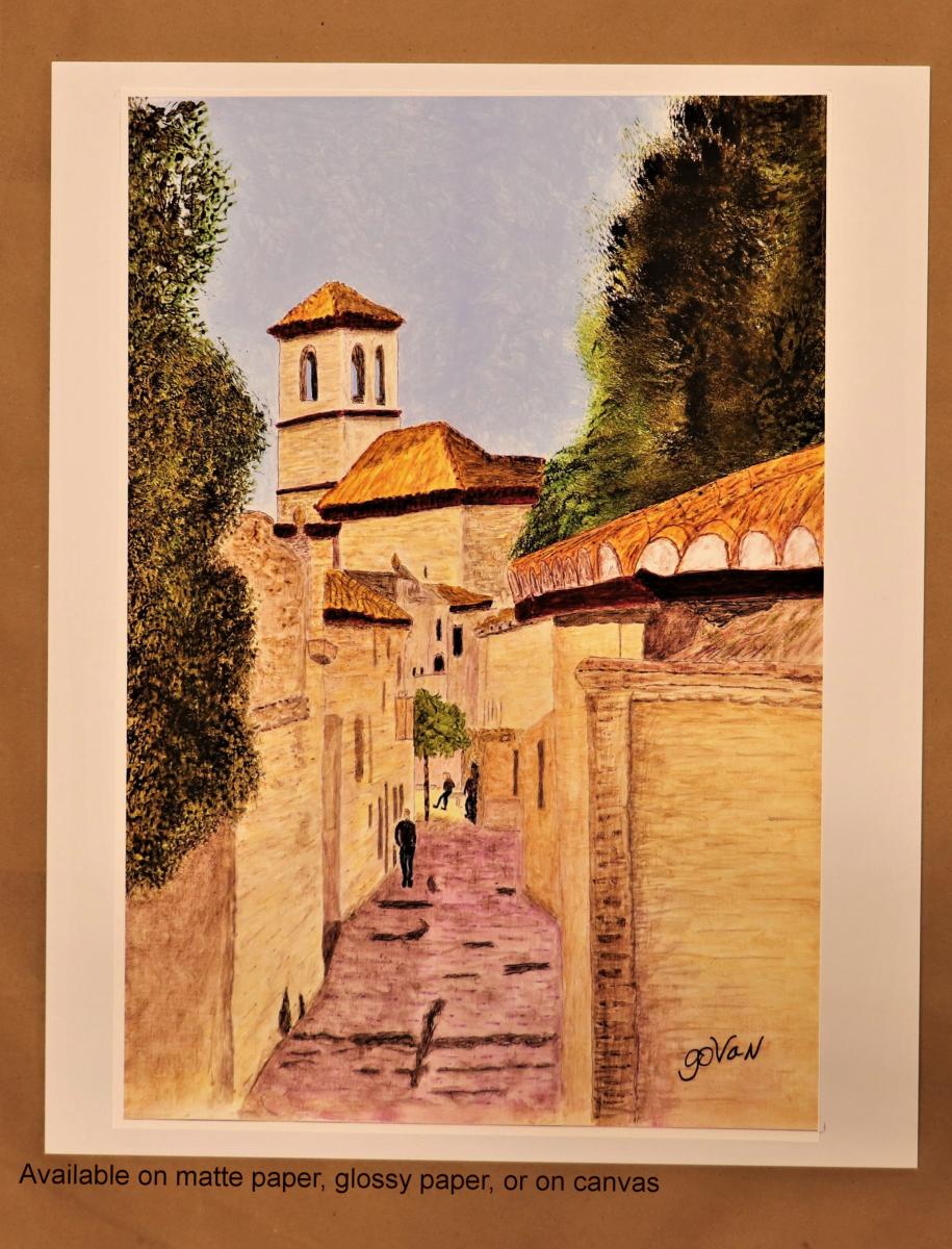 Italian Corridoio, Acrylic Painting - "Print" on paper matte picture