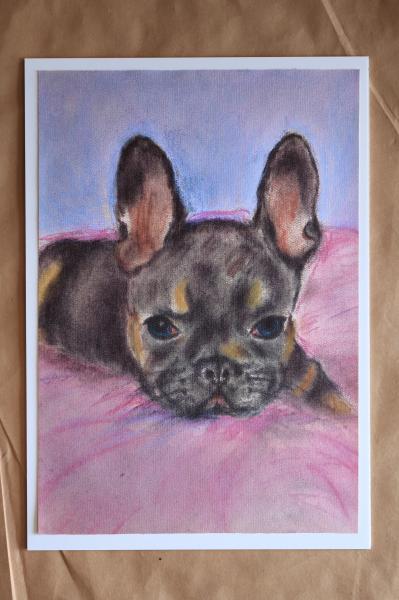 COCO - French Bulldog, Pastel painting "Print" on canvas picture