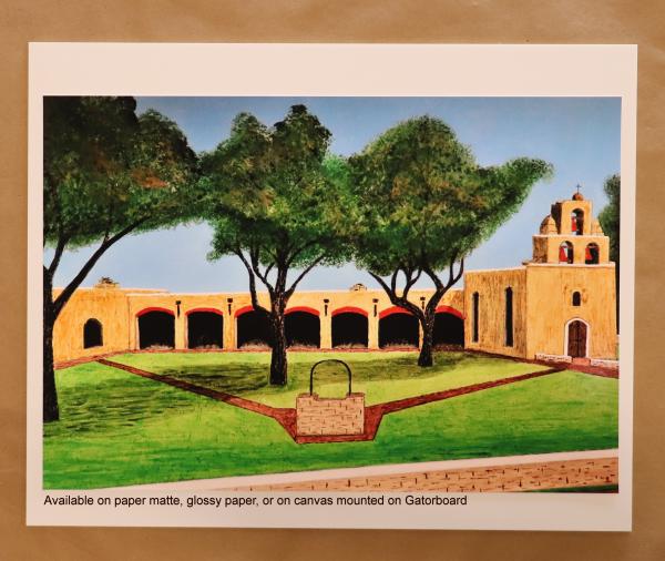 Mission San Francisco de la Espada, Acrylic Painting "Print" on paper matte picture
