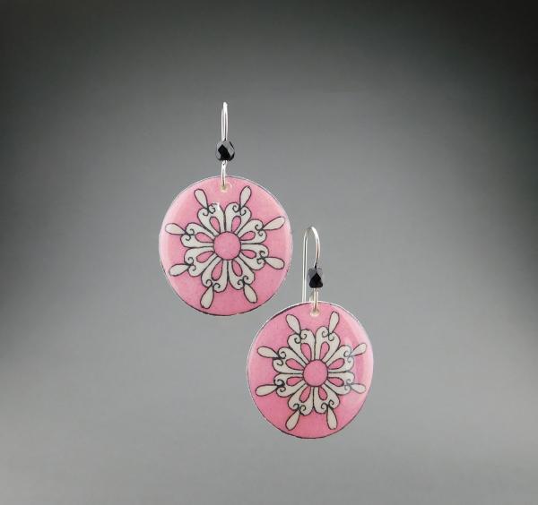 Goose Egg Shell Earrings- Pink Retro Flower