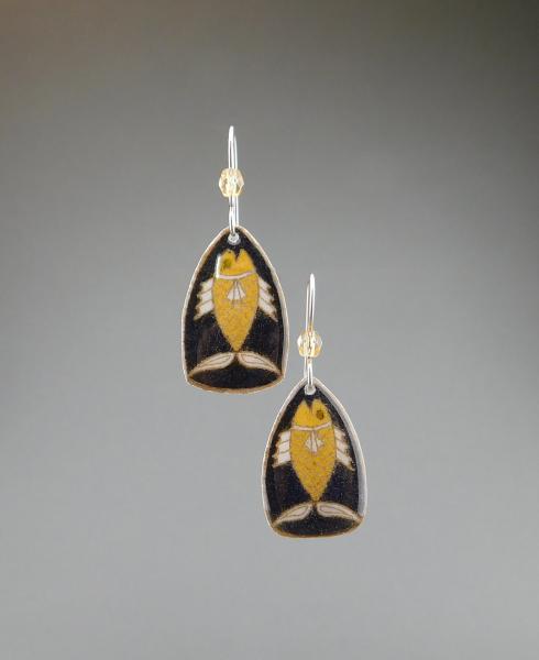 Goose Egg Shell Earrings- Black Fish Small picture