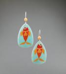 Goose Egg Shell Earrings- Blue Fish Large