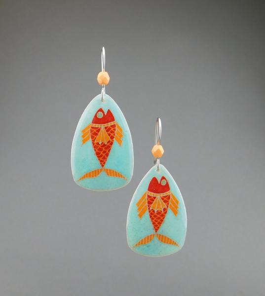 Goose Egg Shell Earrings- Blue Fish Large picture