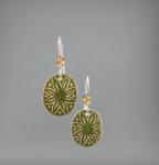 Goose Egg Shell Earrings- Green Oval Flower